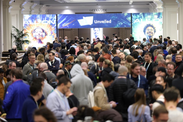 A crowd of people at the CES show 2024 A crowd of people at the CES show 2024