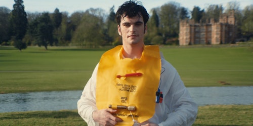 A man with a lifejacket on A man with a lifejacket on
