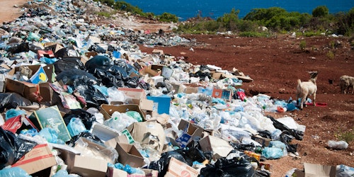 A dump of packaging by the sea A dump of packaging by the sea