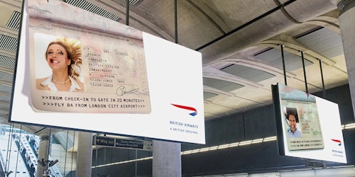 BA out of home spots placed in London's business locations BA out of home spots placed in London's business locations
