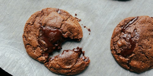 A freshly baked cookie on a tray A freshly baked cookie on a tray
