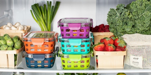 A fridge full of colourful food A fridge full of colourful food
