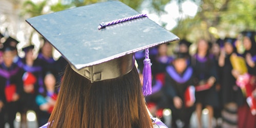 A woman at a graduation ceremony A woman at a graduation ceremony