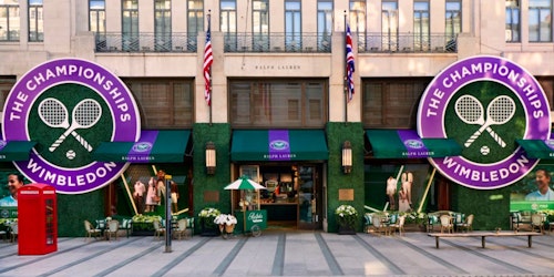 A Ralph Lauren store decorated with Wimbledon decorations A Ralph Lauren store decorated with Wimbledon decorations