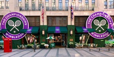 A Ralph Lauren store decorated with Wimbledon decorations
