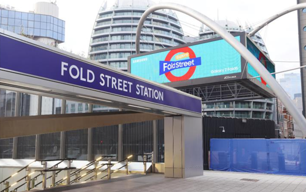 Old Street Roundable with the tube signs Fold Street Station Old Street Roundable with the tube signs Fold Street Station