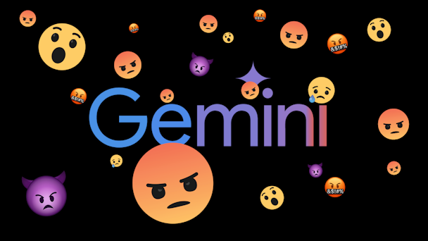 Gemini logo with angry and shocked emojis Gemini logo with angry and shocked emojis