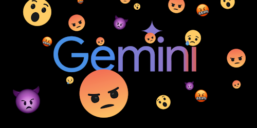 Gemini logo with angry and shocked emojis Gemini logo with angry and shocked emojis