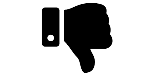 A black thumbs-down logo on a white background A black thumbs-down logo on a white background