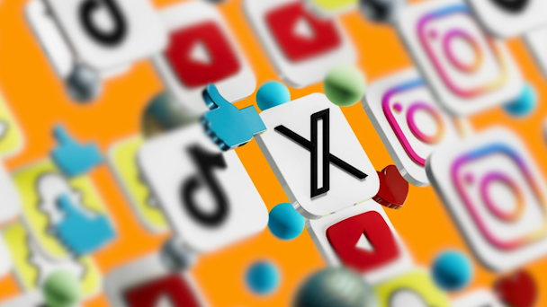 X app logo in a sea of other app logos X app logo in a sea of other app logos